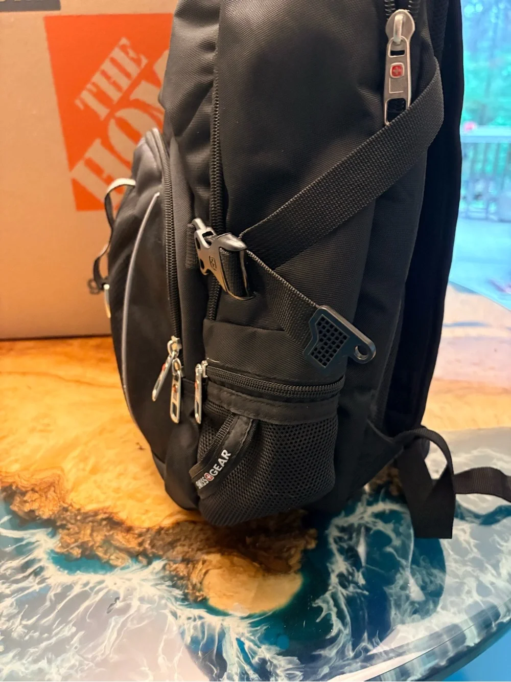 Black Travel Backpack with Multiple Pockets - Picture 4 of 6